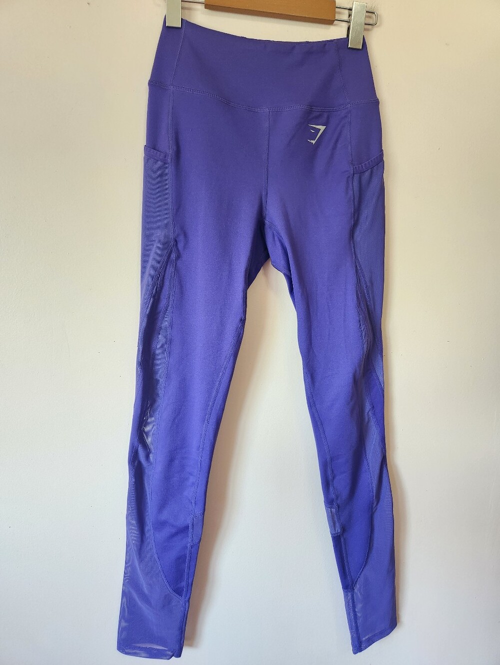 Gymshark Purple High Waisted Mesh Panel Pocket Athletic Workout Leggings Size S